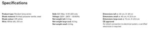 Product technical description details
